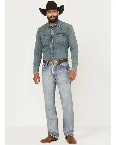 Rock & Roll Denim Men's Light Wash Double Barrel Relaxed Straight Jeans