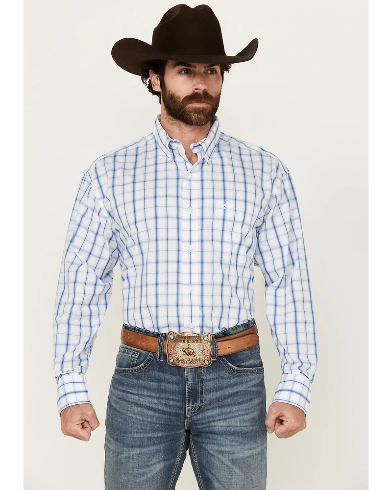 Wrangler Men's Plaid Print Long Sleeve Button-Down Western Shirt