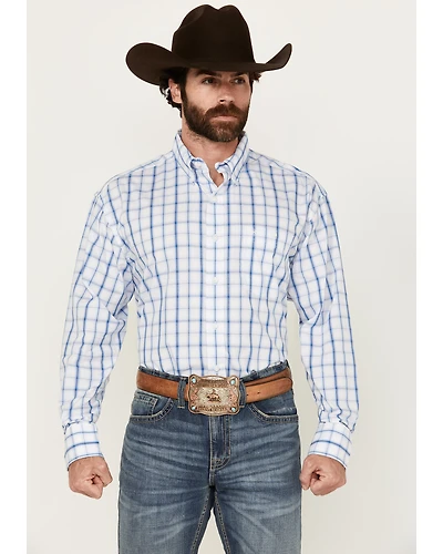 Wrangler Men's Plaid Print Long Sleeve Button-Down Western Shirt