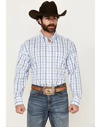 Wrangler Men's Plaid Print Long Sleeve Button-Down Western Shirt