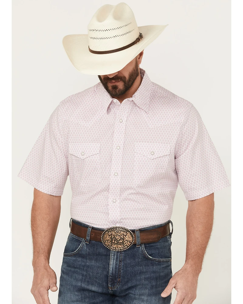 Wrangler Men's 20X Geo Print Short Sleeve Snap Stretch Western Shirt