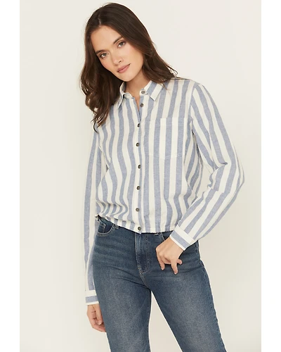 Cleo + Wolf Women's Erica Striped Print Long Sleeve Button-Down Western Shirt