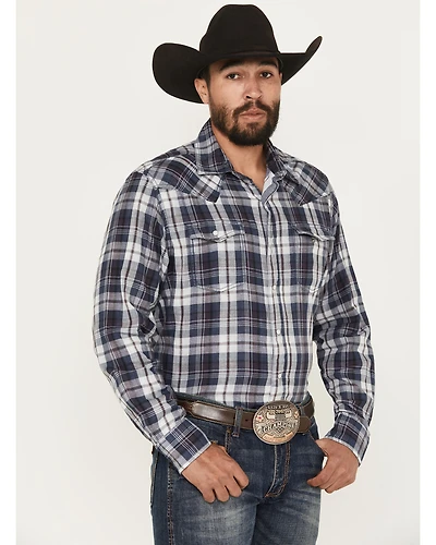 Wrangler Retro Men's Plaid Print Long Sleeve Snap Western Shirt