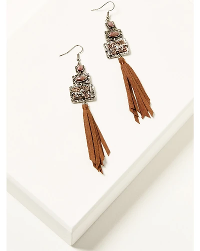 Shyanne Women's Strawberry Skies Running Horse Fringe Teardrop Earrings