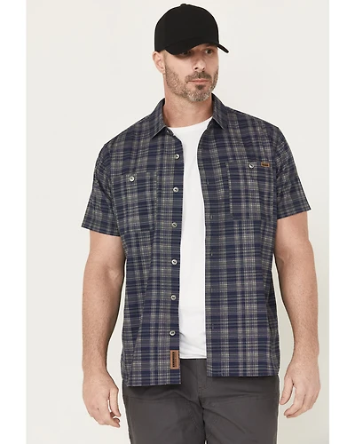 Lucky Brand Workwear Men's Plaid Print Short Sleeve Button-Down Work Shirt