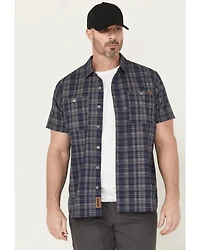 Lucky Brand Workwear Men's Plaid Print Short Sleeve Button-Down Work Shirt
