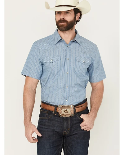 Cody James Men's Cowboy Way Striped Print Short Sleeve Snap Western Shirt