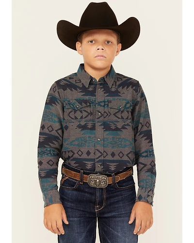 Cody James Boys' Julian Southwestern Print Long Sleeve Snap Western Shirt