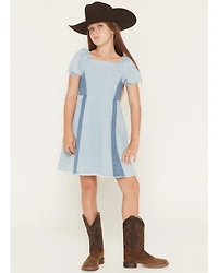 Self Esteem Girls' Short Sleeve Denim Dress