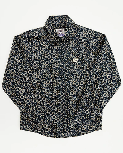 Cinch Toddler Boys' Geo Print Long Sleeve Button-Down Western Shirt
