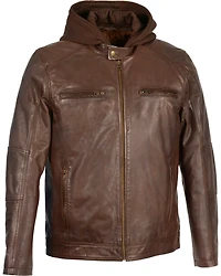 Milwaukee Leather Men's Snap Collar Moto Jacket with Removable Hood