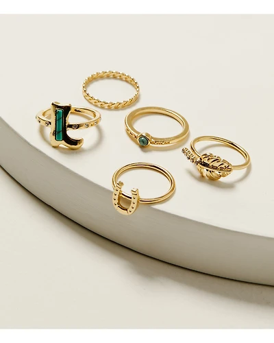 Shyanne Women's Boot Leaf Ring Set - 5 Piece