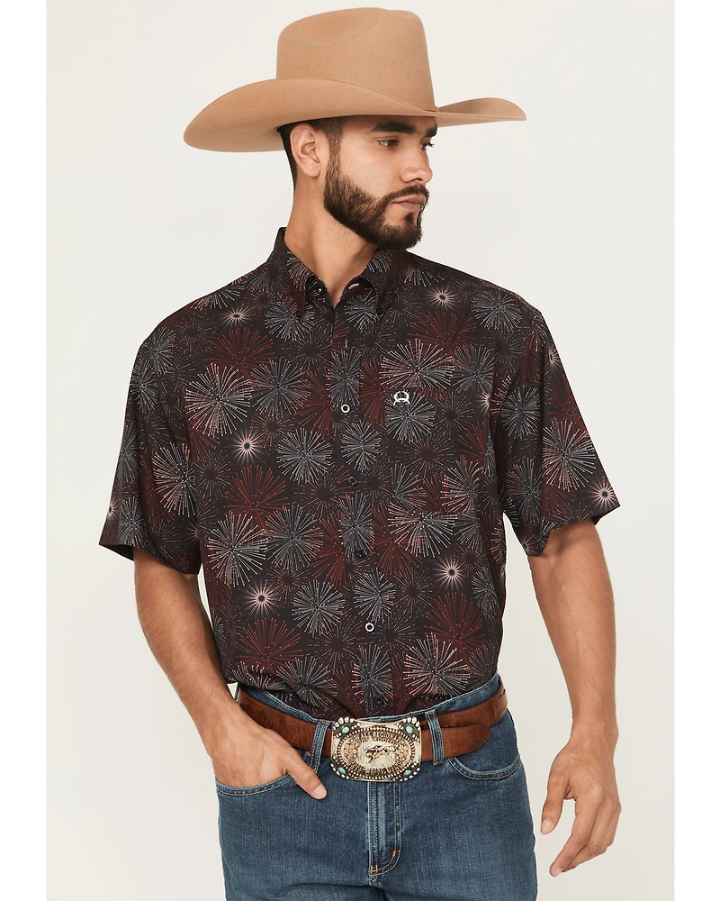 Cinch Men's Printed Short Sleeve Button-Down Performance Stretch Western Shirt