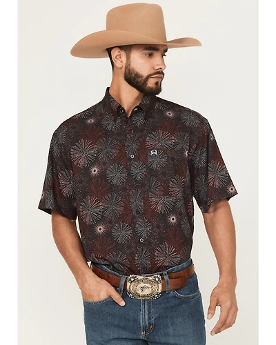 Cinch Men's Printed Short Sleeve Button-Down Performance Stretch Western Shirt