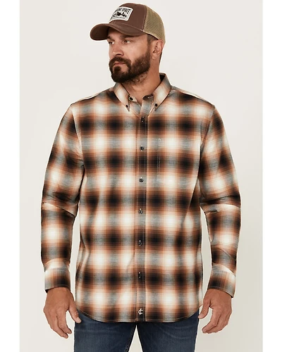 Cody James Men's Hombre Plaid Print Long Sleeve Button-Down Stretch Western Shirt - Tall