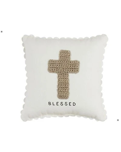 Mud Pie Cross Crochet Mini Pillow