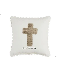 Mud Pie Cross Crochet Mini Pillow