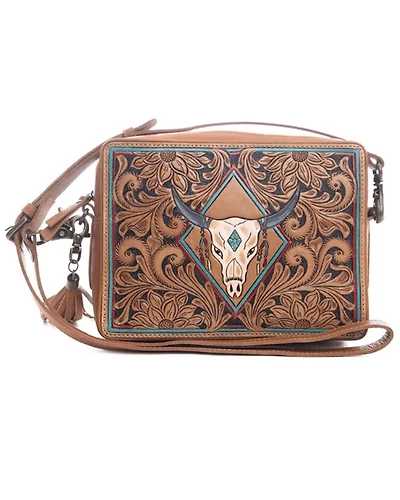 Myra Bag Women's Age Of The Steer Hand Tooled Crossbody Bag
