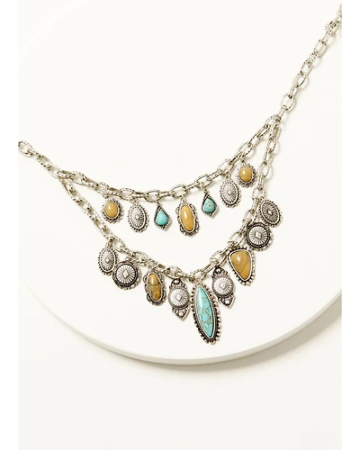 Shyanne Women's Rodeo Sunset Layered Charm Concho Necklace