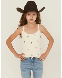 Fornia Girls' Peaches Embroidered Sleeveless Tank Top