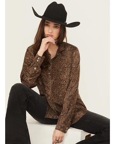 Ariat Women's Homestyle Desert Snake Print Long Sleeve Button-Down Western Shirt