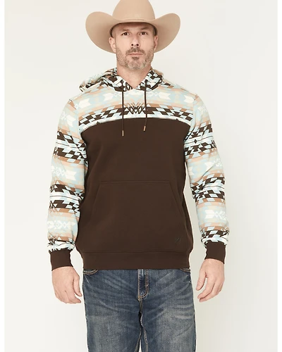 RANK 45® Men's Horizon Southwestern Print Colorblock Hooded Sweatshirt