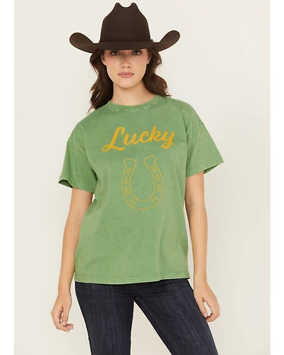 Cleo + Wolf Women's Eddy Lucky Horseshoe Short Sleeve Graphic Tee