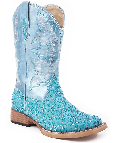 Roper Kid's Floral Glitter Western Boots
