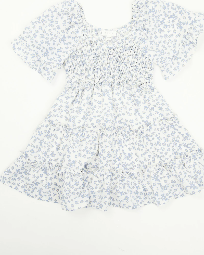 Yura Toddler Girls' Floral Print Puff Sleeve Dress