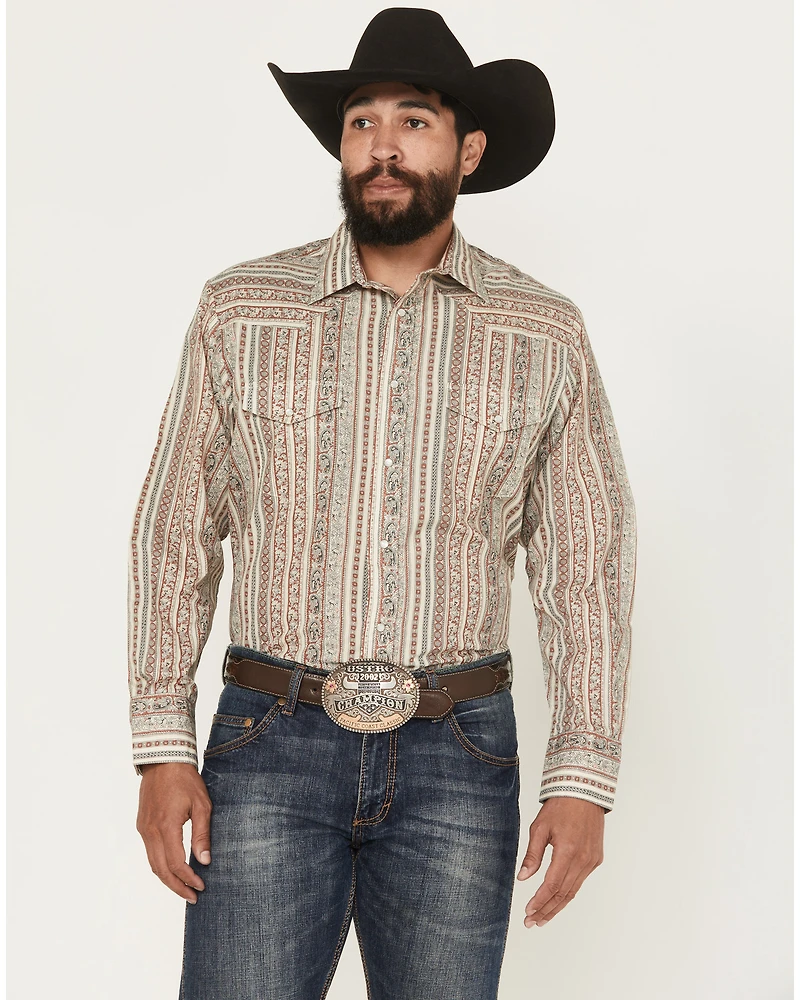 Roper Men's Wallpaper Floral Print Long Sleeve Snap Stretch Western Shirt
