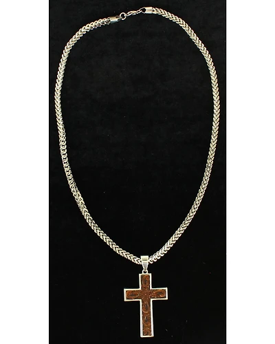 Twister Men's Leather Cross Necklace