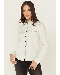 Idyllwind Women's Embellished Light Wash Long Sleeve Snap Denim Shirt