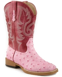 Roper Girls' Ostrich Print Western Boots - Square Toe