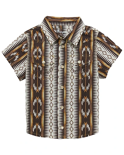 Wrangler Toddler Boys' Southwestern Striped Short Sleeve Pearl Snap Western Shirt