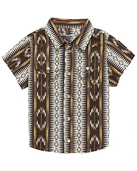Wrangler Toddler Boys' Southwestern Striped Short Sleeve Pearl Snap Western Shirt