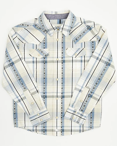 Cody James Toddler Boys' Western Wind Plaid Print Long Sleeve Snap Shirt