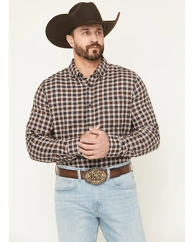 Cody James Men's Rodeo Ridge Plaid Print Long Sleeve Button-Down Stretch Western Shirt
