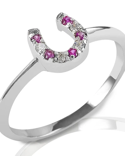 Kelly Herd Women's Red & Clear Horseshoe Ring