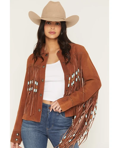 Cripple Creek Women's Amberglow Hand Laced Snap Front Suede Jacket