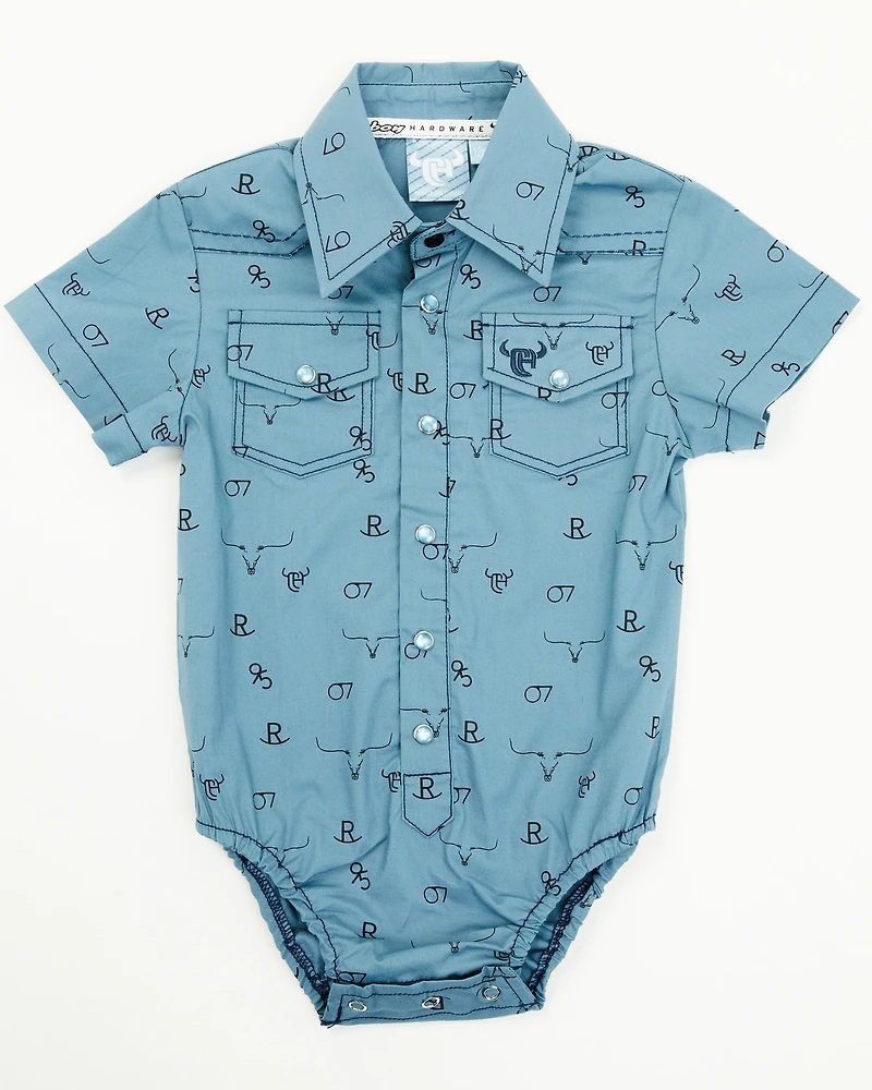 Cowboy Hardware Infant Boys' Branding Iron Short Sleeve Snap Onesie