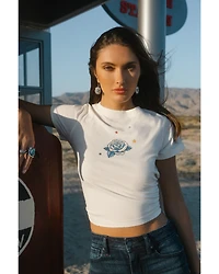 Idyllwind Women's Rhinestone Rose Short Sleeve Cropped Graphic Tee