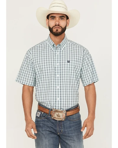 Cinch Men's Plaid Print Short Sleeve Button-Down Western Shirt