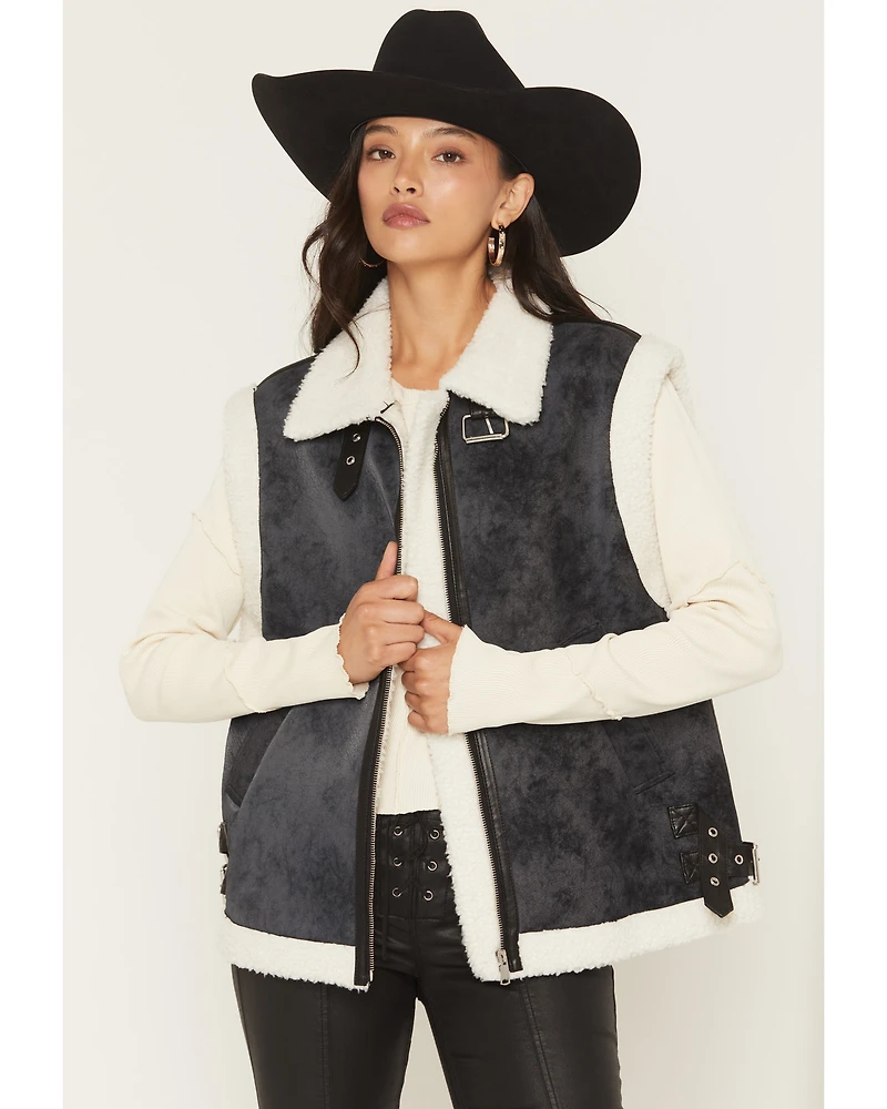 Elan Women's Sherpa Lined Moto Vest