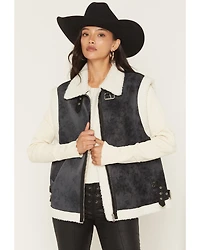 Elan Women's Sherpa Lined Moto Vest