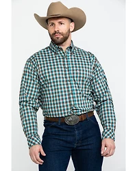 Tuf Cooper Men's Competition Brown Check Plaid Long Sleeve Western Shirt
