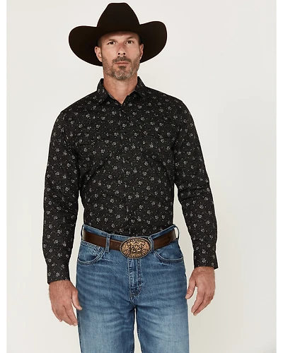 Cody James Men's Saddle Peak Floral Print Long Sleeve Snap Western Shirt