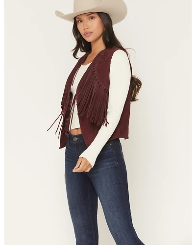 Scully Women's Suede Fringe Front Tie Vest