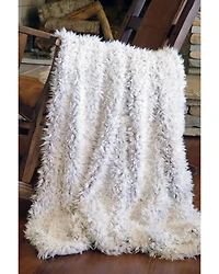 Carstens Home Off-White Shaggy Plush Faux Fur Throw Blanket