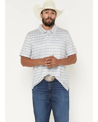 Panhandle Slim Men's Southwestern Print Short Sleeve Pearl Snap Performance Polo
