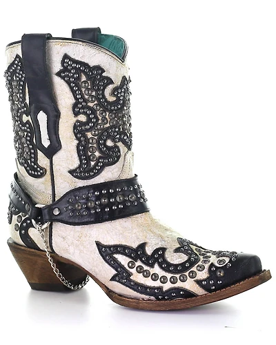 Corral Women's White Studs Western Boots - Snip Toe